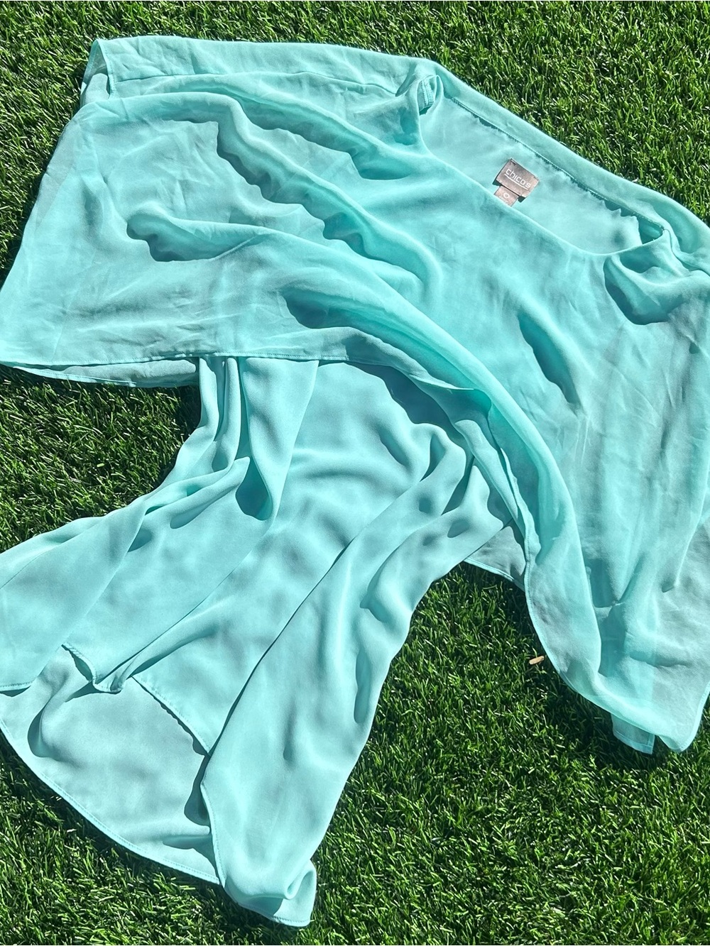 Chico's Sheer Light Aqua Tunic
